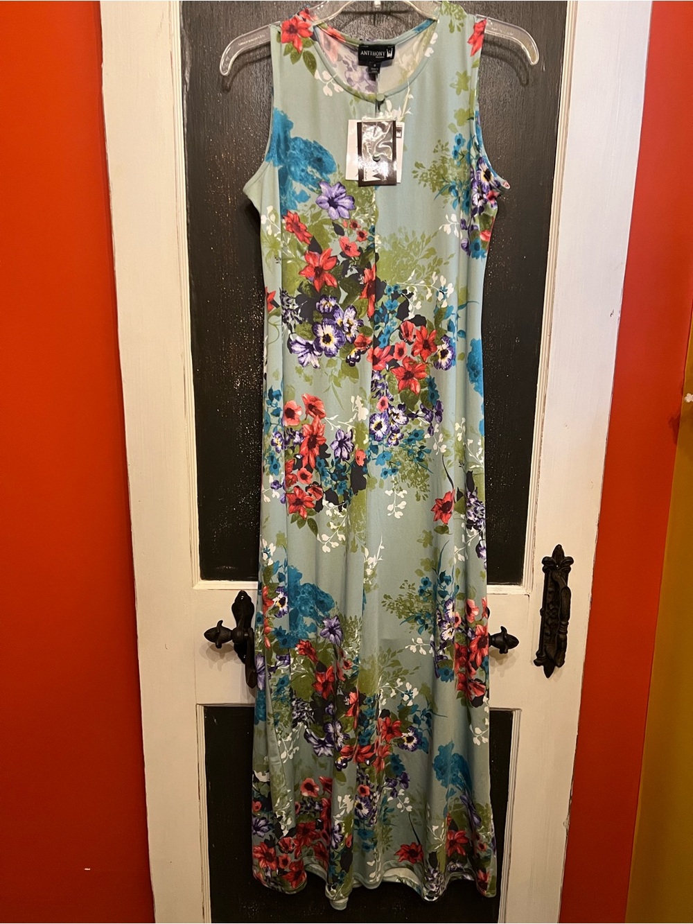 Antthony Sage Green Floral Sleeveless Maxi Dress